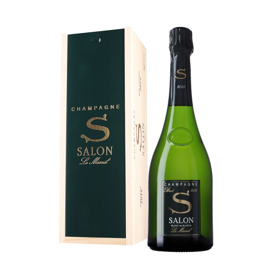 Salon S 2015 Le Mesnil Blanc de Blancs Brut en caja de madera OWC1